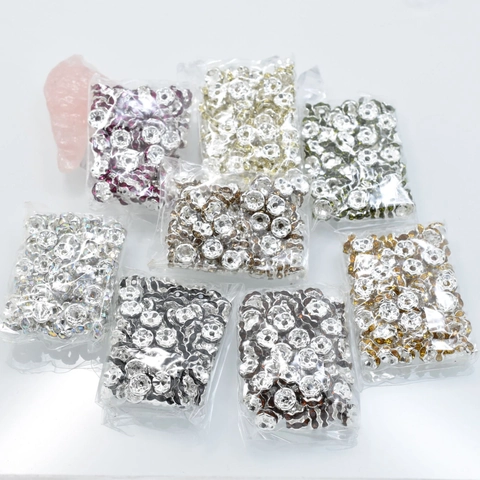 Perles d'Espacement en Strass Ondulées 6mm Cuivre Argenté Perles Rondelles en Cristal pour Fabrication de Bijoux DIY
