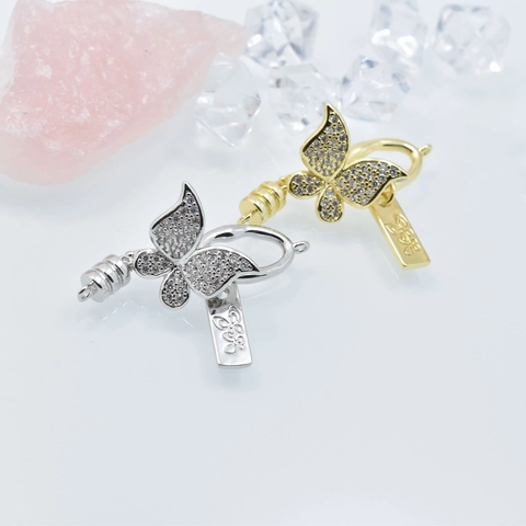 Copper Rhinestone Butterfly Flower Clover Jewelry Clasp DIY Necklace Connector Gold Silver Plated Jewelry Finding Accessory