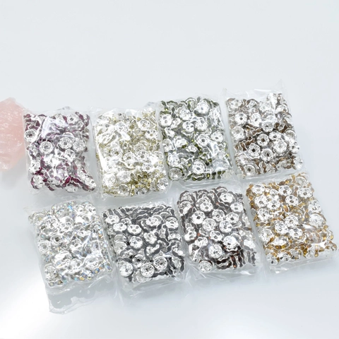 Perles d'Espacement en Strass Ondulées 6mm Cuivre Argenté Perles Rondelles en Cristal pour Fabrication de Bijoux DIY