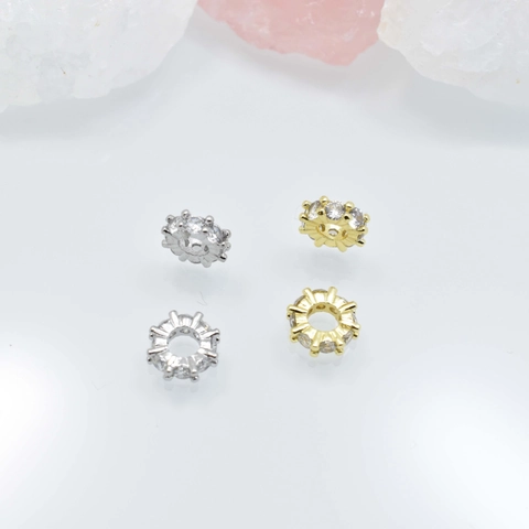 Copper Zirconia Spacer Beads For DIY Jewelry Making Gold Silver Plated Wheel Shape Charms For Bracelet Necklace Accessory