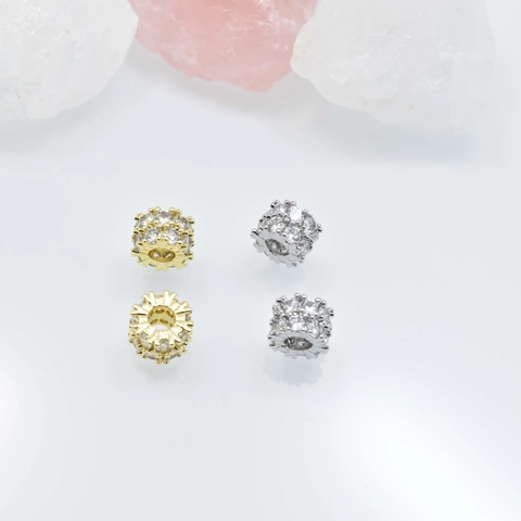 18K Gold Plated Snowflake Zirconia Spacer Beads Large Hole Copper Rondelle Beads For DIY Jewelry Making Necklaces Findings