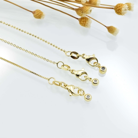 Adjustable Copper 18K Gold Plated Chain Necklace With Needle End Slider Bead Jewelry Making Finding For DIY Pendant