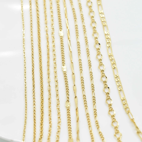 Collier Chaîne Minimaliste en Cuivre Plaqué Or pour Femmes Chaîne Figaro O-Chain Link Accessoires de Création de Bijoux DIY Homard