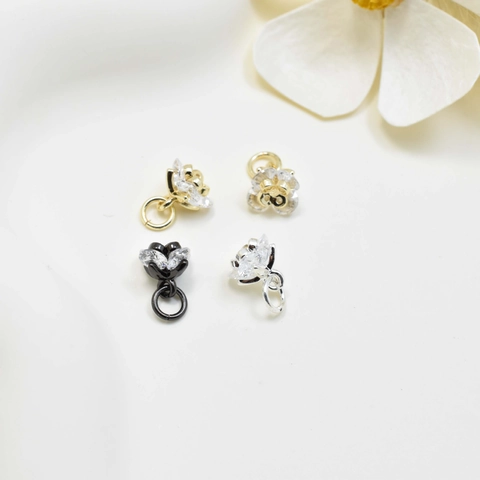 14K Gold Gefüllte Blume Anhänger Kupfer Eingelegt Strass Blume DIY Schmuck Herstellung Zubehör Für Ohrringe Halskette