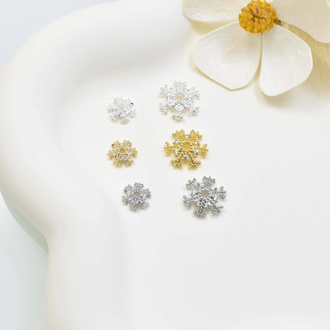 Snowflake Jewelry Finding DIY Copper Gilded Rhinestone Bead Cap Spacers For Bracelet Making Accessories Christmas Ornament