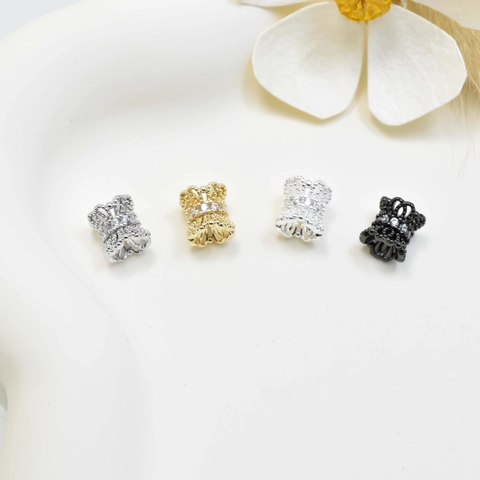 Hollow Wheel Bow Copper Beads Gold Platinum Plated Zircon Spacer Charms For Bracelet Necklace Jewelry Making Women Accessory