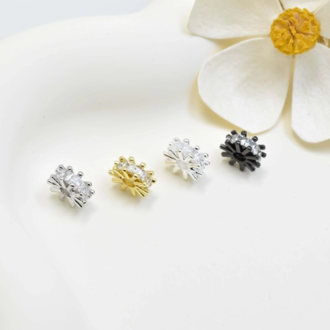 18K Gold Plated Copper Zirconia Gear Spacer Beads For DIY Bracelet Jewelry Making Findings Sunburst Shape Beads Accessory