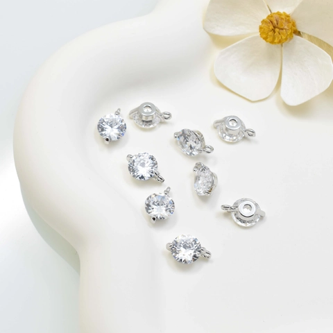 DIY Jewelry Making Copper Round Rhinestone Pendant For Necklace Clavicle Chain Single Claw Stone Accessories