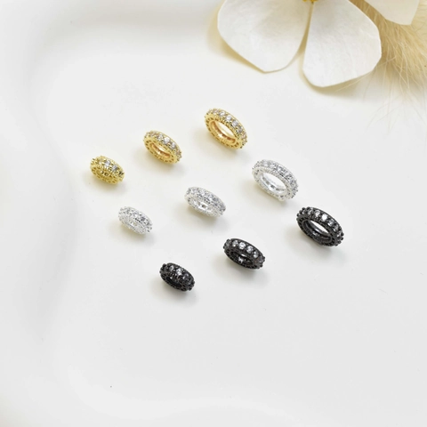 DIY Copper Rhinestone Spacers Micro Pave Pendants Round Beads For Bracelet Making DIY Jewelry Findings Gold Silver Spacers Accessories