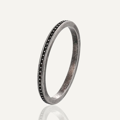 Vintage Kupfer Milgrain Perlen Stapelbarer Ring Für Damen Minimalistisch Antik Silber Farbe Geometrische Schlichte Fingerring Schmuck Geschenk