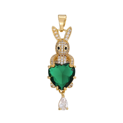 Light Luxury Copper Zirconia Bunny Pendant Heart Crystal Rabbit Pendant Only Without Chain For Women Fashion Jewelry