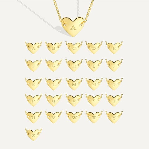 Elegante Collar con Colgante de Corazón con Letra Inicial de Latón Chapado en Oro para Mujer Gargantilla de Corazón Minimalista Joyería