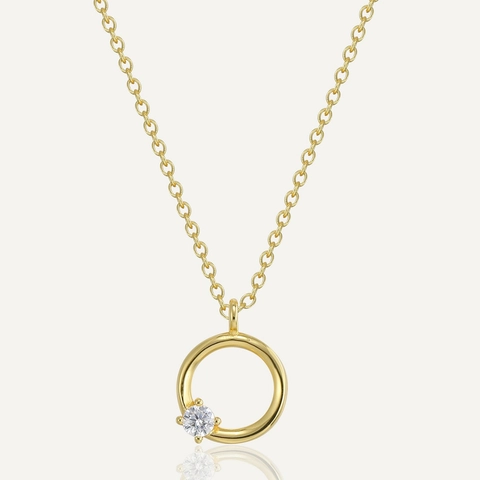 925 Sterlingsilber Rundanhänger Halskette Gold Plattiert Minimalistisch Strass Geometrische Kette Halskette Für Damen Schmuck Geschenk