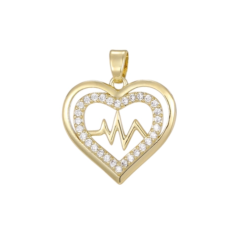 Pendentif Cœur en Laiton Plaqué Or Véritable 18K Incrusté de Zircon Breloque DIY Pour Collier Pendentif Uniquement Sans Chaîne