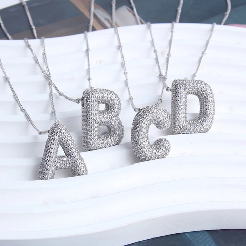 Mode Zirkonia Initial Buchstabe Halskette Versilbert Kupfer Alphabet Anhänger Halskette Für Damen Täglich Schlüsselbein Kette Schmuck