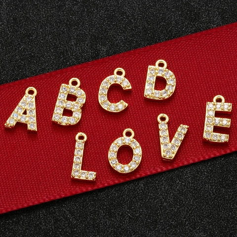 Anfangsbuchstaben Anhänger Messing Zirkonia DIY Schmuck Zubehör Gold Platin Überzogen Alphabet Anhänger Für Halskette Armband