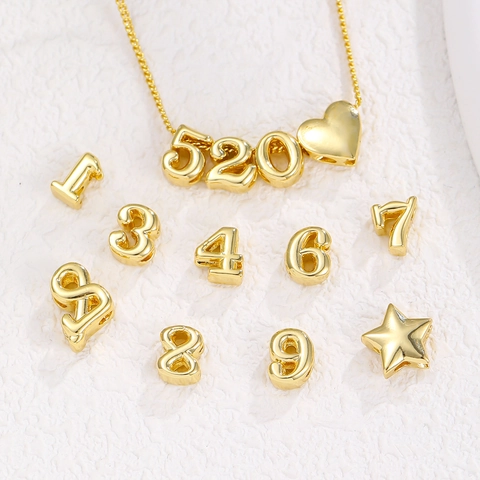 Modern 3D Bubble Initial Letter Number Necklace For Women Gold Plated Copper Alphabet Name Pendant Minimalist Jewelry Gift
