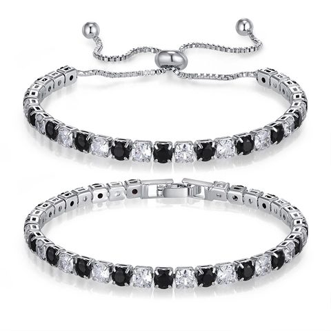 Luxe Zirkonia Tennis Armband Set Voor Vrouwen Legering Verstelbare Schuifsluiting Vouwsluiting Fonkelende Geometrische Sieraden