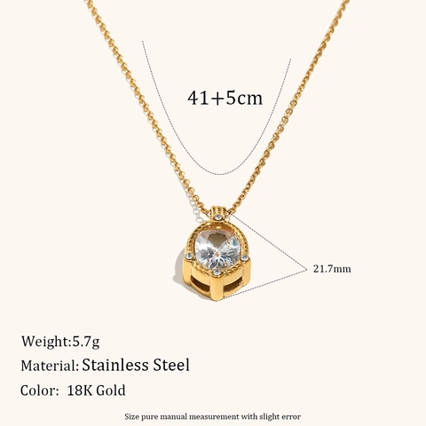 Collana con Ciondolo in Zircone Ovale in Acciaio Inossidabile Placcato Oro 18K Vintage per Donna Gioielli Retro Twist