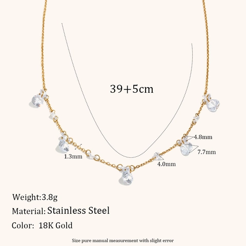 18K Gold Plated Stainless Steel Zircon Necklace Elegant Teardrop Cubic Zirconia Dangle Bracelet For Women Fashion Jewelry