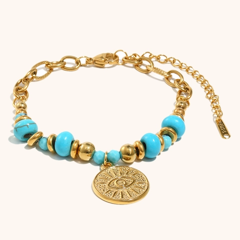 Bohemian Stainless Steel Charm Bracelet Colorful Cotton Rope Cherry Star Evil Eye Pendant Jewelry For Women Vacation