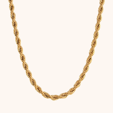 Collar de Cadena de Cuerda de Acero Inoxidable Bañado en Oro de 18K Minimalista para Mujer Joyería de Moda Cadena de Clavícula Torsade Regalo