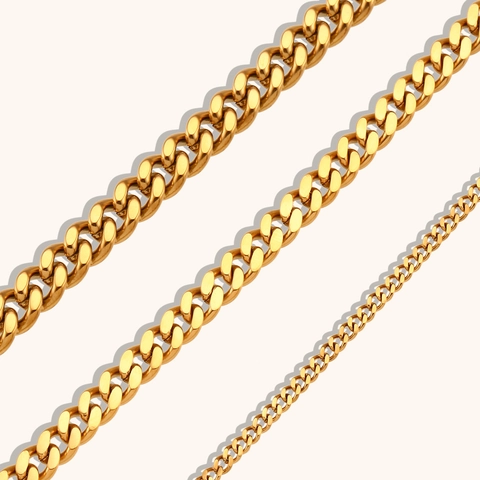 Minimalist 18K Gold Plated Stainless Steel Cuban Link Bracelet Anklet For Women Fashion Jewelry Geometric Chain Accessory