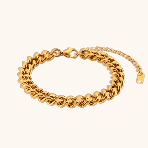 Minimalist 18K Gold Plated Stainless Steel Cuban Link Bracelet Anklet For Women Fashion Jewelry Geometric Chain Accessory