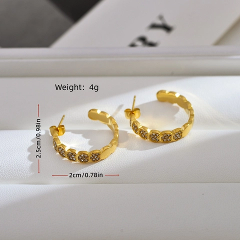 Nischendesign U-Form Strass Ohrringe Edelstahl Vergoldet Minimalistische Hoop Ohrstecker Für Damen Schmuck