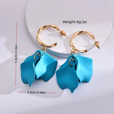 Fashion Romantic Alloy Acrylic Rose Petal Dangle Earrings Elegant Sweet Candy Color Drop Earrings For Women Jewelry Gift