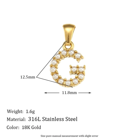 Fashion Stainless Steel Initial Letter Pendant Necklace For Women Gold Plated Rhinestone Artificial Pearl Alphabet Jewelry