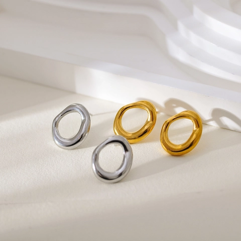 Minimalistische Edelstahl Unregelmäßige Ohrstecker Für Damen Geometrische Lava Stil Hohl Gold Silber Ohrringe Mode Schmuck Geschenk