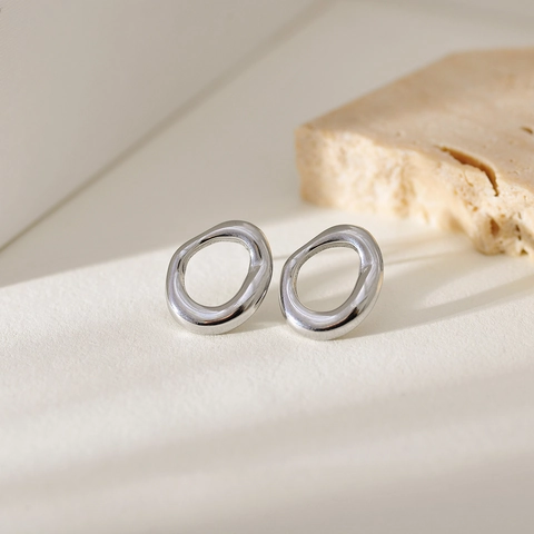 Minimalistische Edelstahl Unregelmäßige Ohrstecker Für Damen Geometrische Lava Stil Hohl Gold Silber Ohrringe Mode Schmuck Geschenk