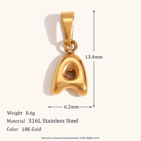 Minimalist Stainless Steel 3D Bubble Alphabet Pendant Necklace For Women 18K Gold Plated Balloon Letter Charm Jewelry Gift