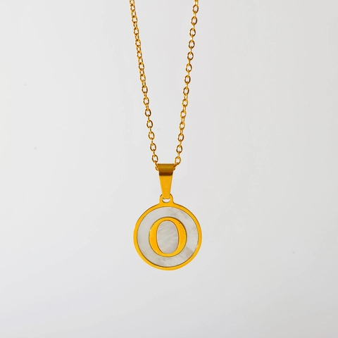 Minimalist Titanium Steel Initial Letter Necklace For Women Gold Plated Round Artificial Pearl Shell Pendant Jewelry Gift