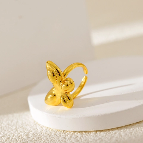Anillo Abierto de Mariposa 3D de Moda para Mujer Ajustable de Cobre Bañado en Oro Plata Anillo de Dedo Minimalista Joyería
