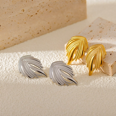 Vintage Edelstahl Flügel Ohrstecker Für Damen Einzigartige Federform Gold Silber Plattiert Mode Statement Schmuck Geschenk