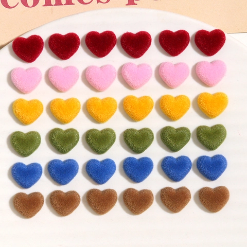 Mini Geflokte Hart Hars Bedels Voor DIY Sieraden Maken Zoete Hartvorm Oorbellen Haaraccessoires Componenten Multi Kleuren