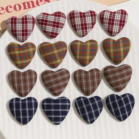 Vintage Plaid Herz Stoff Patches Für DIY Handgemachte Accessoires Kleidung Hut Tasche Dekoration Herzförmige Stoffknöpfe
