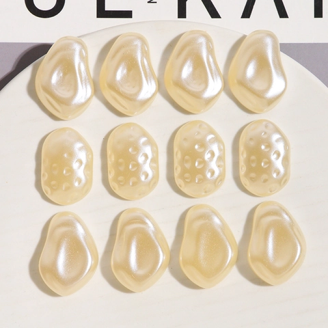 Irregular Artificial Baroque Pearl Acrylic Beads Cream Pearlescent Textured Patches For DIY Jewelry Making Earrings Hair Clips