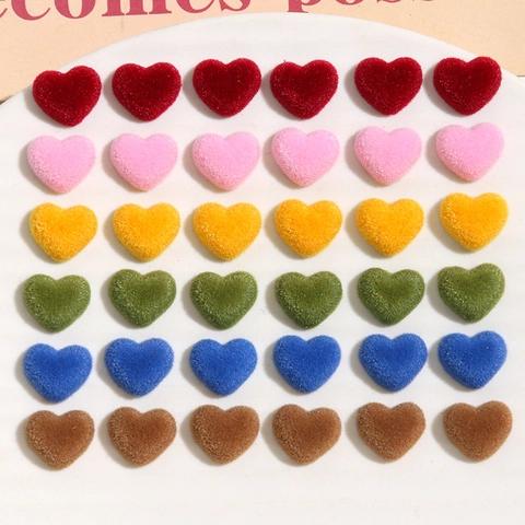 Mini Geflokte Hart Hars Bedels Voor DIY Sieraden Maken Zoete Hartvorm Oorbellen Haaraccessoires Componenten Multi Kleuren