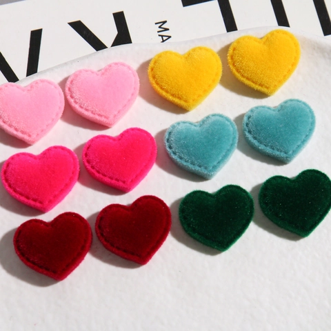 Heart-Shaped Flocked Resin DIY Accessories Korean Style Craft Findings For Apparel Bags Shoes Decorations Patch