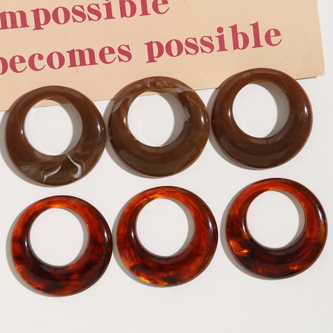 Vintage DIY Resin Round Ring Pendants For Earring Making Marble Tortoise Shell Texture Hollow Circle Jewelry Accessories