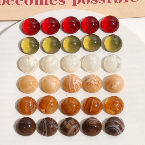 Cabochon Rotondi in Resina per Creazione Gioielli Fai-da-te Autunno Inverno Texture Marmo Perle in Resina a Base Piatta per Orecchini Fermagli