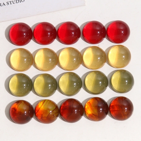 Resin Cabochons Half Round Marbled Amber Translucent Beads For DIY Earring Phone Case Jewelry Making Polished Accessories