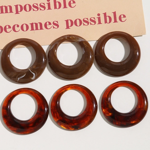 Vintage DIY Resin Round Ring Pendants For Earring Making Marble Tortoise Shell Texture Hollow Circle Jewelry Accessories