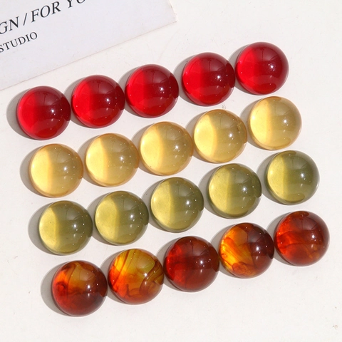 Resin Cabochons Half Round Marbled Amber Translucent Beads For DIY Earring Phone Case Jewelry Making Polished Accessories