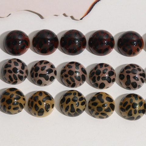 Vintage Leopard Print Acrylic Round Cabochon Beads DIY Jewelry Making Accessories For Earrings Headwear Phone Case Decoration