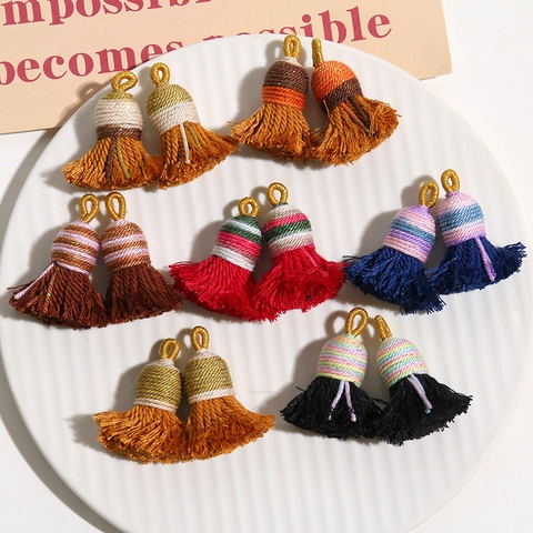 Mini Pendentif Gland Tissé à la Mano Fil de Coton DIY Accessoires Bijoux pour Boucles Oreilles Sac Coque Téléphone Ethnique