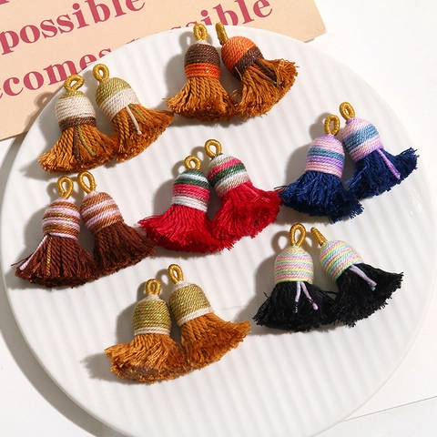 Mini Pendentif Gland Tissé à la Mano Fil de Coton DIY Accessoires Bijoux pour Boucles Oreilles Sac Coque Téléphone Ethnique